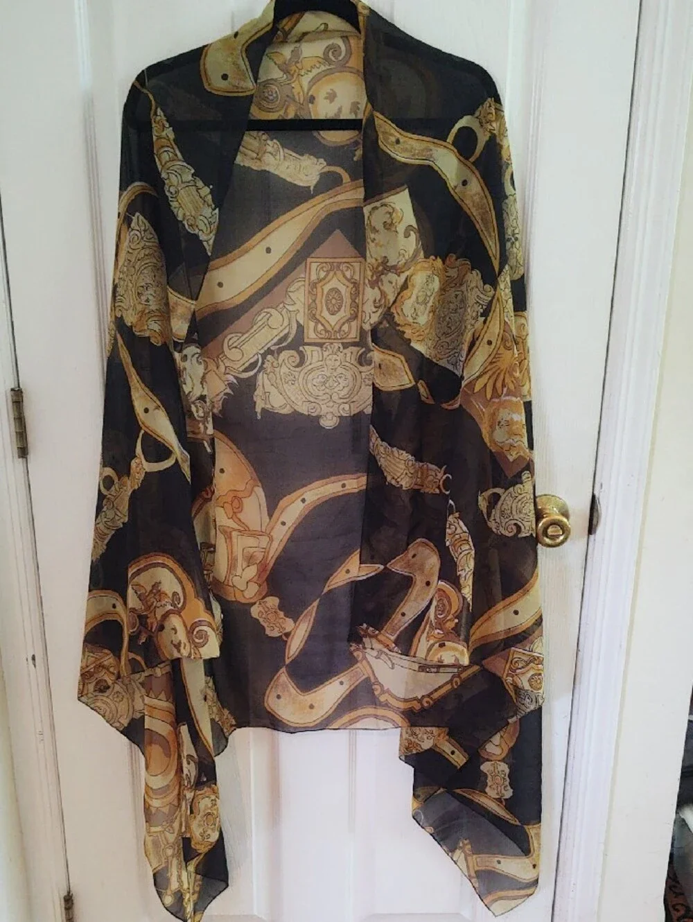 Isabella Black and Gold Baroque Sheer Wrap